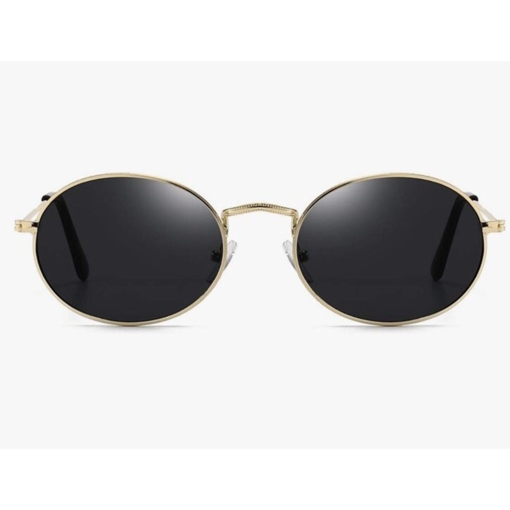 Dollger Retro Oval Sunglasses Gold Metal Frame Black Lens‎ RY027 Vintage Style